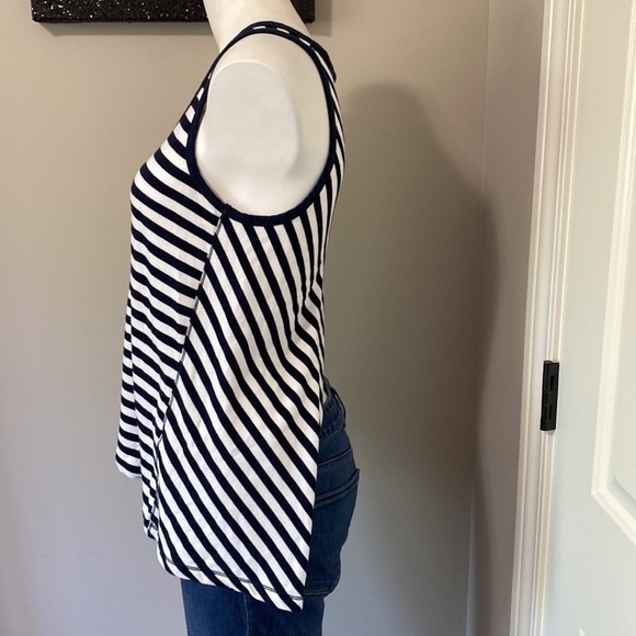 Rag and Bone Kat Split Back Tank Navy Blue and White Stripe Sz S - Picture 7 of 12